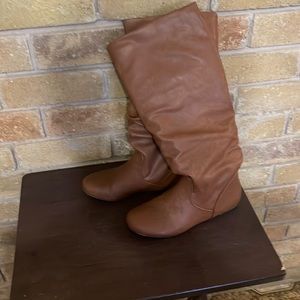 Camel color knee length boots
